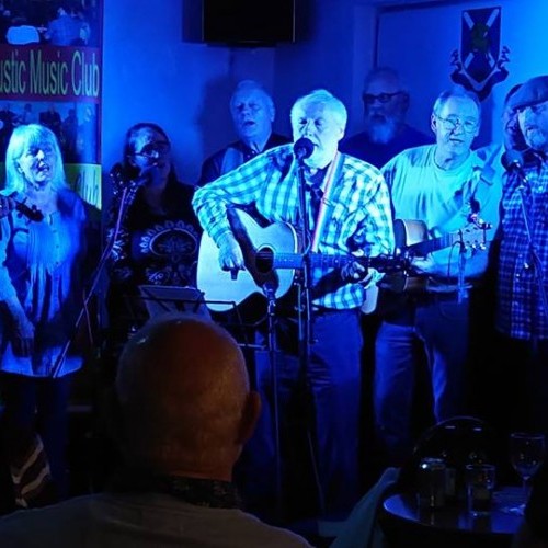 A motley crew at Quarter Acoustic Music Club celebrating the life of Bill Bryson in 2018